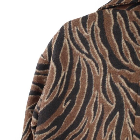 NWT Zara overcoat womens XS double breasted animal print straight cut coat - Picture 8 of 16